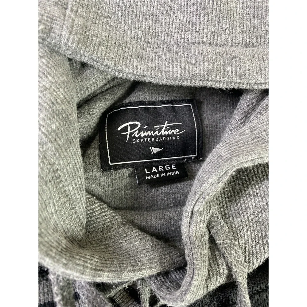 Primitive Hoodie Jersey Mens Large Black Grey Layered Logo‎ Skateboarding Shirt